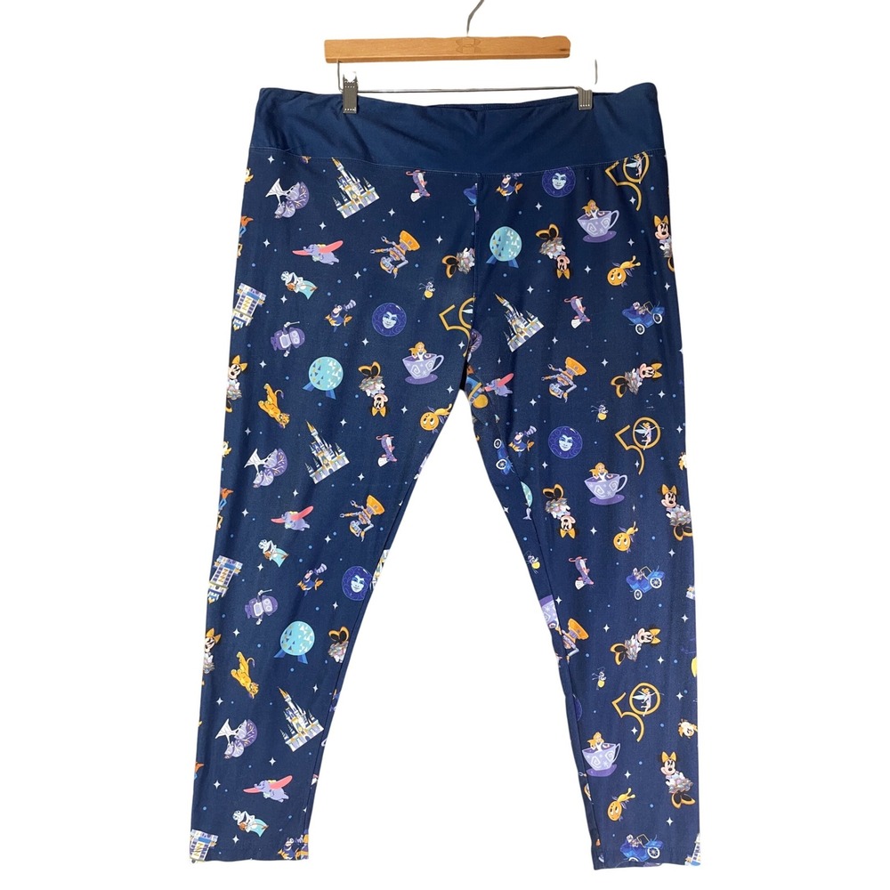 Disney Parks Walt Disney World 50th Anniversary All Over Print Leggings Blue XL